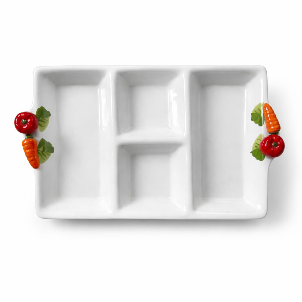 Vintage Italian Ceramic Veggie Tray – Cottagecore Serving Dish, Tomato Carrot
